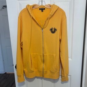 True Religion Fleece Full Zip Hoodie Yellow